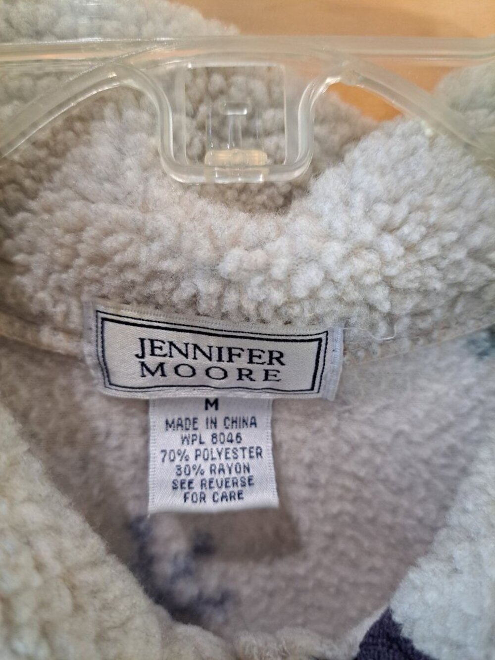 Jennifer Moore Snowflake Tree Fleece Button Up Jacket Medium Embroidered 3D - Picture 4 of 11